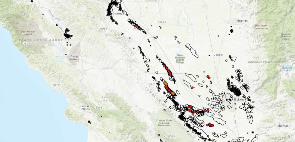 加利福尼亚州2020年新的水力压裂许可证地图